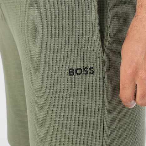 BOSS - Pantalón Corto de chándal Waffle 50535884 Verde Kaki