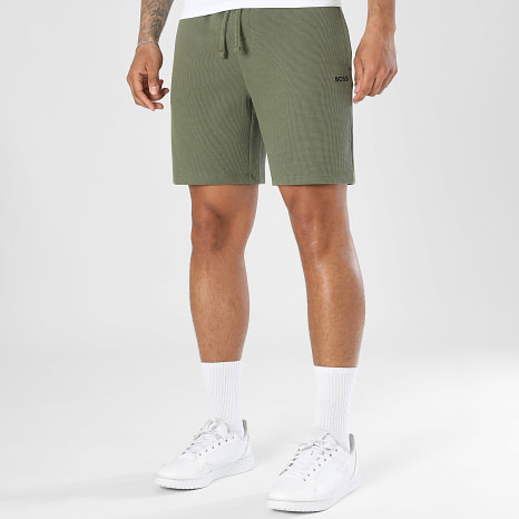 BOSS - Pantalón Corto de chándal Waffle 50535884 Verde Kaki