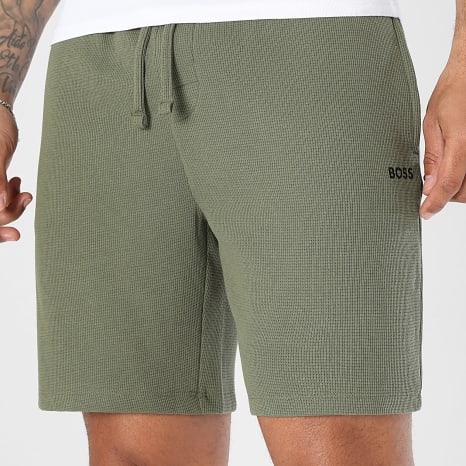 BOSS - Pantalón Corto de chándal Waffle 50535884 Verde Kaki