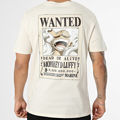Séries TV et Films - Tee Shirt Oversize Wanted Luffy Beige