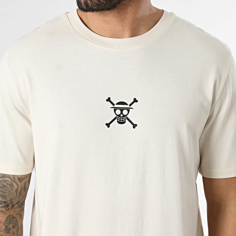 Séries TV et Films - Tee Shirt Oversize Wanted Luffy Beige