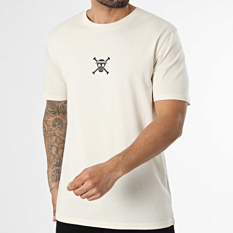 Séries TV et Films - Tee Shirt Oversize Wanted Luffy Beige
