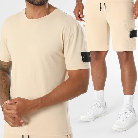 Classic Series - Ensemble Tee Shirt Et Short Jogging Patch 4228 Beige
