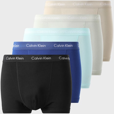 Calvin Klein - Lot De 5 Boxers NB2877A Noir Beige Vert Clair Bleu Clair Bleu Roi
