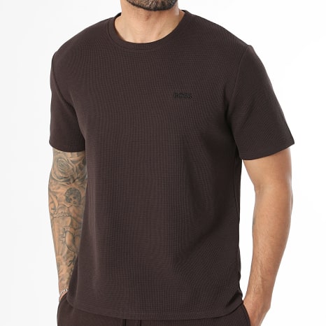 BOSS - Ensemble Tee Shirt Et Short Jogging Waffle 50535891 50535884 Marron Foncé