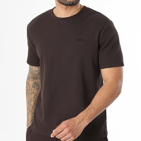 BOSS - Ensemble Tee Shirt Et Short Jogging Waffle 50535891 50535884 Marron Foncé
