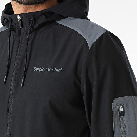 Sergio Tacchini - Ensemble De Survêtement Arcata 41449 41450 Noir Gris Anthracite