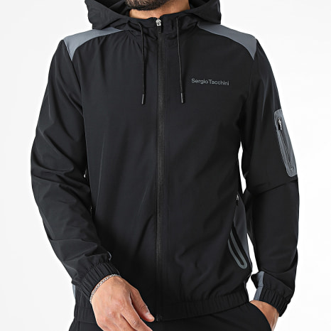 Sergio Tacchini - Ensemble De Survêtement Arcata 41449 41450 Noir Gris Anthracite
