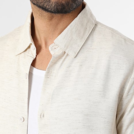 Frilivin - Camisa de mangas curtas em linho 388 bege mesclado