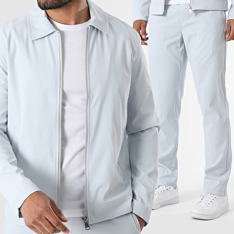Frilivin - Conjunto Chaqueta con cremallera y pantalón chándal F08 Azul claro