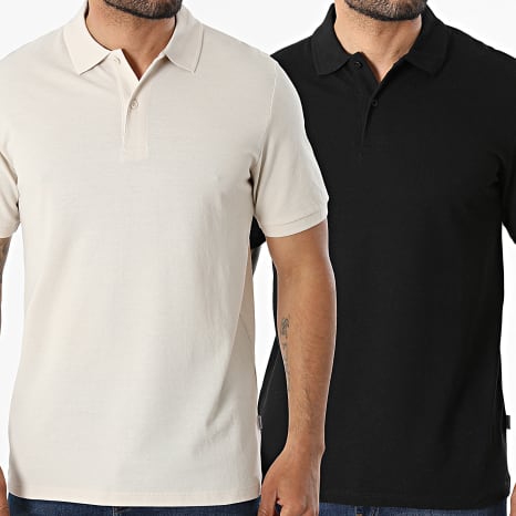 Jack And Jones - Pack de 2 Polos Mangas Curtas Kane Bege Preto