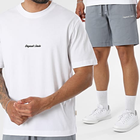 Jack And Jones - Conjunto Camiseta Oversize y Pantalón Jogging Norrebro Blanco Gris