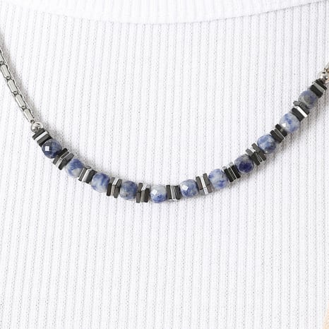 Frilivin - Collar 324 Plateado Azul