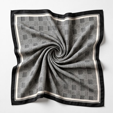 Frilivin - Pañuelo A Cuadros L20 Negro Beige Claro