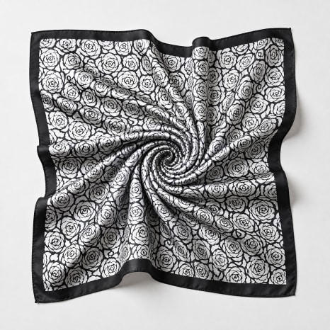 Frilivin - Pañuelo L15 Negro Blanco Floral