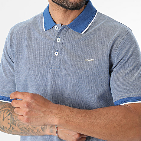 Jack And Jones - Polo Manga Curta Blualves Azul Chiné Mesclado