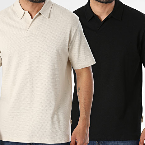 Jack And Jones - Pack de 2 Polos Manga Corta Devin Daytona Beige Negro