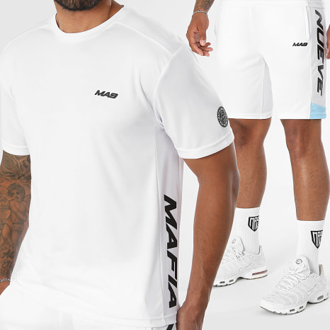 MA9 Mafia Nueve - Ensemble Tee Shirt Et Short Jogging Prime Active White Fresh Icy