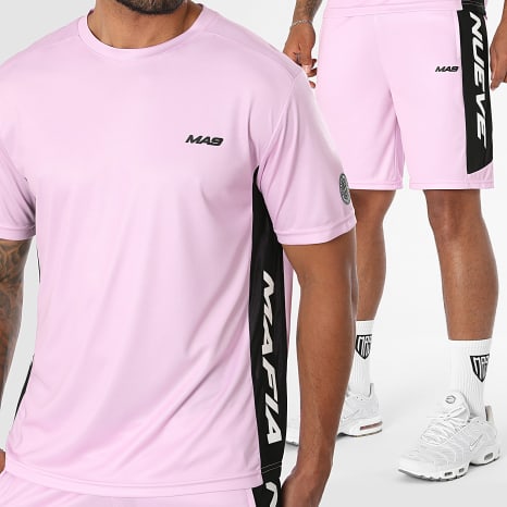 MA9 Mafia Nueve - Ensemble Tee Shirt Et Short Jogging Prime Active Pink Black