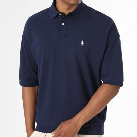 Polo Ralph Lauren - Polo Manches Courtes Relaxed Fit Original Player Bleu Marine Blanc