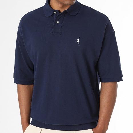 Polo Ralph Lauren - Polo Manches Courtes Relaxed Fit Original Player Bleu Marine Blanc