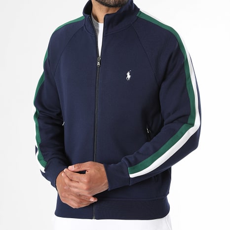 Polo Ralph Lauren - Veste Zippée A Bandes Original Player Bleu Marine