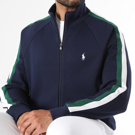 Polo Ralph Lauren - Veste Zippée A Bandes Original Player Bleu Marine