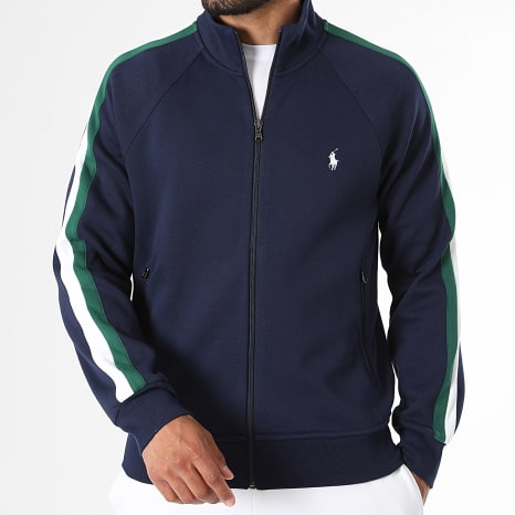 Polo Ralph Lauren - Veste Zippée A Bandes Original Player Bleu Marine