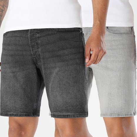 Jack And Jones - Pack de 2 Pantalones cortos Vaquero Regular Fit Rick Original Gris Negro