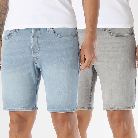 Jack And Jones - Pack de 2 Calções de calça jean Regular Fit Rick Original Cinza Azul Denim