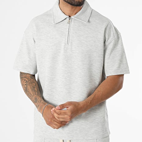 Ikao - Ensemble Polo Manches Courtes Et Pantalon Jogging 597 Gris Chiné