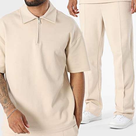 Ikao - Ensemble Polo Manches Courtes Et Pantalon Jogging 597 Beige