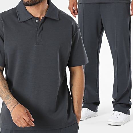 Ikao - Ensemble Polo Manches Courtes Et Pantalon Jogging 070 Gris Anthracite