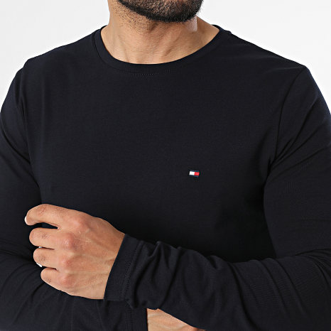 Tommy Hilfiger - Tee Shirt Manches Longues Slim 0804 Bleu Marine