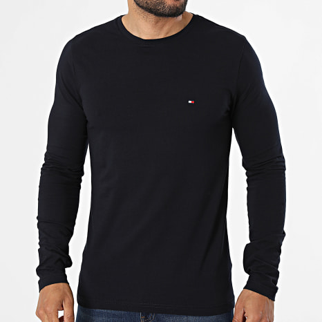 Tommy Hilfiger - Tee Shirt Manches Longues Slim 0804 Bleu Marine