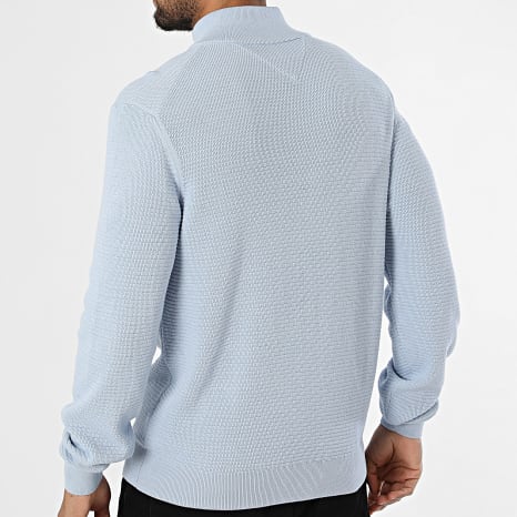 Tommy Hilfiger - Pull Col Zippé Seasonal Structure Zip 2916 Bleu Clair