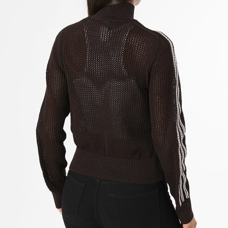 Adidas Originals - Veste Zippée Ajourée A Bandes Femme Knitted Crochet Firebird KE0202 Marron