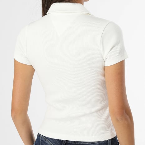 Tommy Jeans - Polo Manches Courtes Slim Femme Rib 2326 Blanc