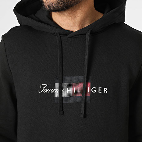 Tommy Hilfiger - Sweat Capuche Script Flag 3220 Noir