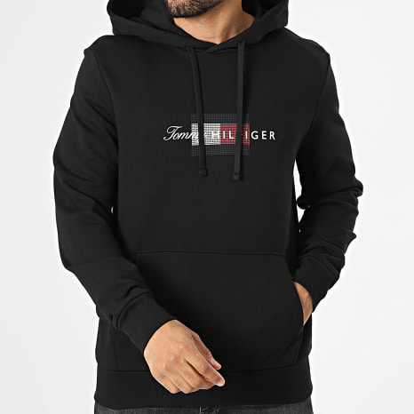 Tommy Hilfiger - Sweat Capuche Script Flag 3220 Noir