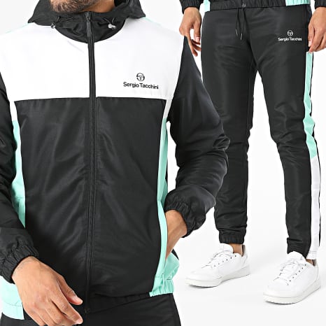 Sergio Tacchini - Ensemble De Survetement Granada 41460 41461 Noir Blanc Turquoise