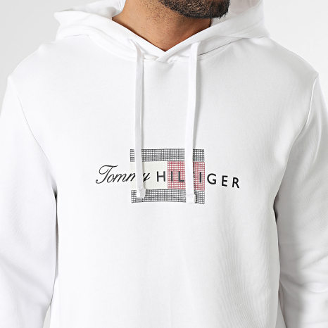Tommy Hilfiger - Sweat Capuche Script Flag 3220 Blanc
