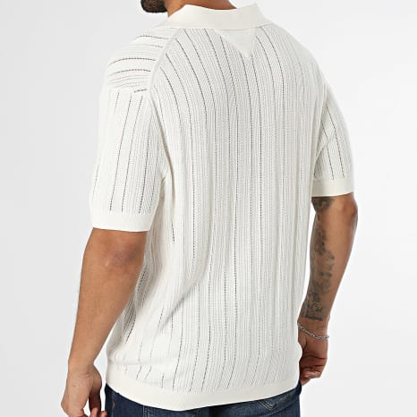 Tommy Hilfiger - Polo Manches Courtes En Mailles Pointelle Structure Resort 3247 Beige Clair