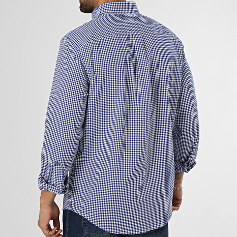 Tommy Hilfiger - Chemise Manches Longues A Carreaux Flex Poplin Gingham 3319 Blanc Bleu Roi