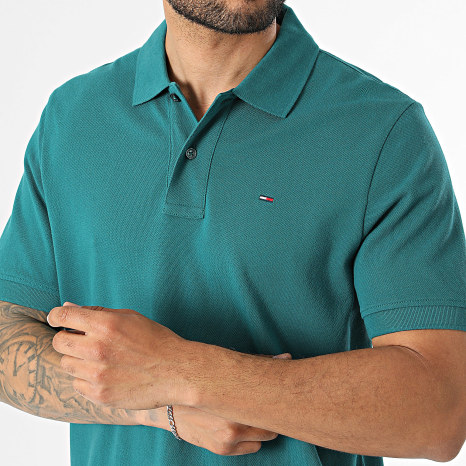 Tommy Jeans - Polo Manches Courtes Regular Fit Essential 2711 Bleu Canard