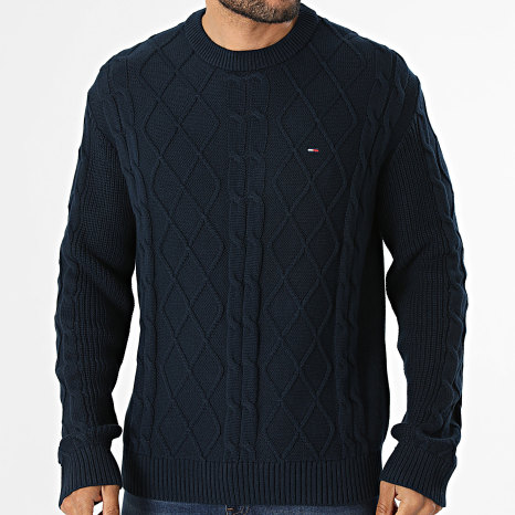 Tommy Jeans - Pull Regular Fit Cable Knit 3405 Bleu Marine
