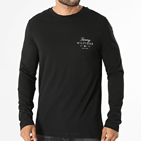 Tommy Hilfiger - Tee Shirt Manches Longues Regular Fit Script Stack 3225 Noir