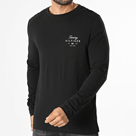 Tommy Hilfiger - Tee Shirt Manches Longues Regular Fit Script Stack 3225 Noir
