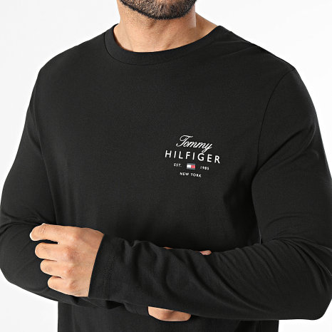 Tommy Hilfiger - Tee Shirt Manches Longues Regular Fit Script Stack 3225 Noir