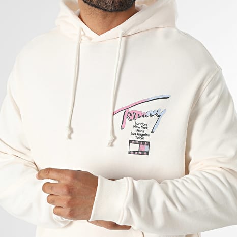 Tommy Jeans - Sweat Capuche Relaxed Fit Signature 3129 Beige Clair